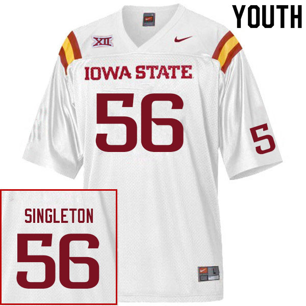 Youth #56 J.R. Singleton Iowa State Cyclones College Football Jerseys Sale-White - Click Image to Close